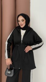 Glow Fermuarlı Scuba İkili Takım - Siyah - Görsel 6