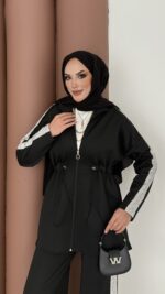 Glow Fermuarlı Scuba İkili Takım - Siyah - Görsel 5