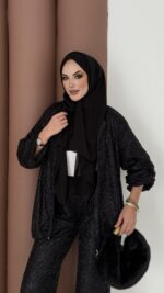 Glitter Bomber İkili Takım - Siyah - Görsel 5