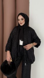 Glitter Bomber İkili Takım - Siyah - Görsel 6