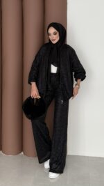 Glitter Bomber İkili Takım - Siyah - Görsel 3