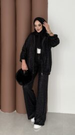 Glitter Bomber İkili Takım - Siyah - Görsel 4