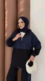 Cool Kum Payet Şardonlu İkili Takım - Lacivert - Görsel 5