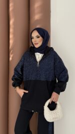 Cool Kum Payet Şardonlu İkili Takım - Lacivert - Görsel 6