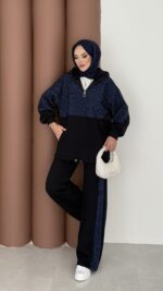 Cool Kum Payet Şardonlu İkili Takım - Lacivert - Görsel 2