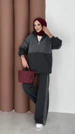 Cool Kum Payet Şardonlu İkili Takım - Antrasit