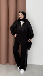 Cool Kum Payet Şardonlu İkili Takım - Siyah