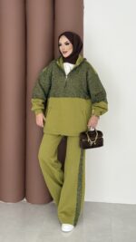 Cool Kum Payet Şardonlu İkili Takım - Haki