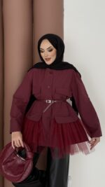 Pinterest Tütü Trenç - Bordo - Görsel 5
