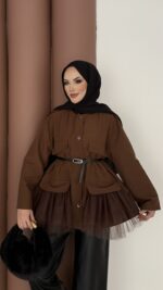 Pinterest Tütü Trenç - Kahverengi - Görsel 3