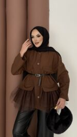 Pinterest Tütü Trenç - Kahverengi - Görsel 5