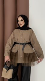 Pinterest Tütü Trenç - Haki - Görsel 4