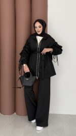 Diamond Taşlı Büzgülü Scuba İkili Takım - Siyah - Görsel 3