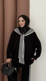 Rally Çizgili Triko İkili Takım - Siyah - Görsel 5