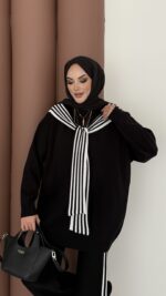 Rally Çizgili Triko İkili Takım - Siyah - Görsel 6