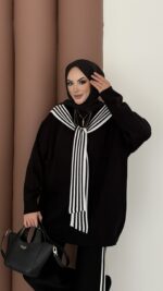 Rally Çizgili Triko İkili Takım - Siyah - Görsel 4