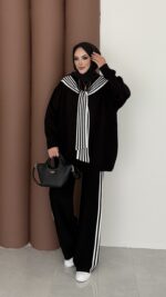 Rally Çizgili Triko İkili Takım - Siyah - Görsel 2