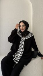 Rally Çizgili Triko İkili Takım - Siyah - Görsel 8