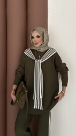 Rally Çizgili Triko İkili Takım - Yeşil - Görsel 5