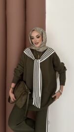 Rally Çizgili Triko İkili Takım - Yeşil - Görsel 8