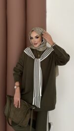 Rally Çizgili Triko İkili Takım - Yeşil - Görsel 7