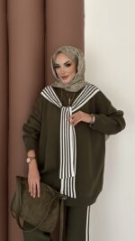 Rally Çizgili Triko İkili Takım - Yeşil - Görsel 6