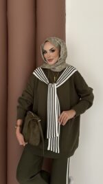 Rally Çizgili Triko İkili Takım - Yeşil - Görsel 4