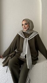 Rally Çizgili Triko İkili Takım - Yeşil - Görsel 10