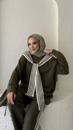 Rally Çizgili Triko İkili Takım - Yeşil - Görsel 9