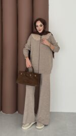 Lolita Çıkarılabilir Kürklü Triko İkili Takım - Latte - Görsel 2