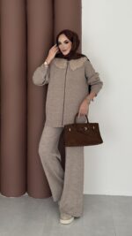 Lolita Çıkarılabilir Kürklü Triko İkili Takım - Latte - Görsel 4