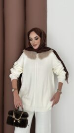 Lolita Çıkarılabilir Kürklü Triko İkili Takım - Beyaz - Görsel 8