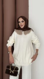 Lolita Çıkarılabilir Kürklü Triko İkili Takım - Beyaz - Görsel 6