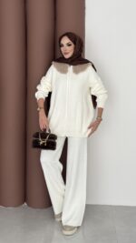 Lolita Çıkarılabilir Kürklü Triko İkili Takım - Beyaz