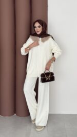 Lolita Çıkarılabilir Kürklü Triko İkili Takım - Beyaz - Görsel 4