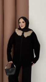 Lolita Çıkarılabilir Kürklü Triko İkili Takım - Siyah - Görsel 5