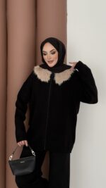 Lolita Çıkarılabilir Kürklü Triko İkili Takım - Siyah - Görsel 4