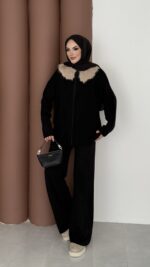 Lolita Çıkarılabilir Kürklü Triko İkili Takım - Siyah - Görsel 2