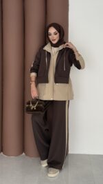 Quizi Kapşonlu İkili Takım - Kahverengi - Görsel 4