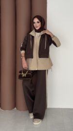 Quizi Kapşonlu İkili Takım - Kahverengi