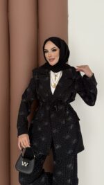 Chanell Business Taşlı İkili Takım - Siyah - Görsel 9