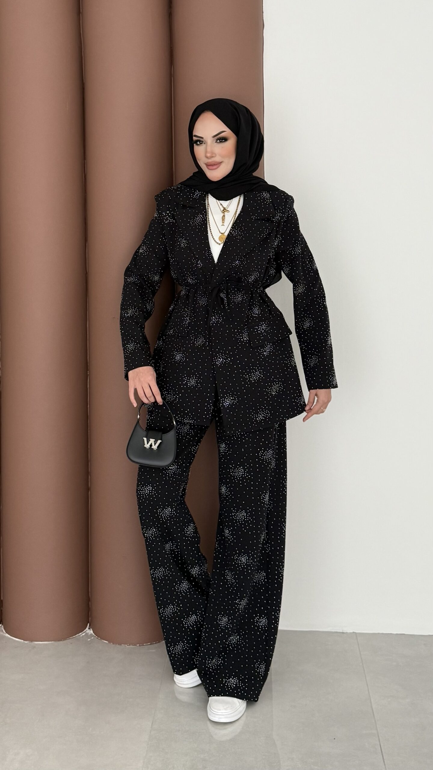 Chanell Business Taşlı İkili Takım - Siyah