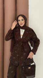 Chanell Business Taşlı İkili Takım - Kahverengi - Görsel 4