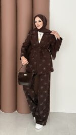 Chanell Business Taşlı İkili Takım - Kahverengi - Görsel 3