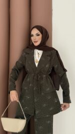 Chanell Business Taşlı İkili Takım - Haki - Görsel 10