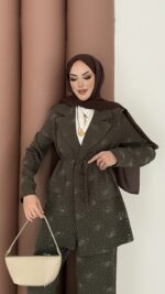 Chanell Business Taşlı İkili Takım - Haki - Görsel 11