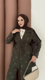 Chanell Business Taşlı İkili Takım - Haki - Görsel 9