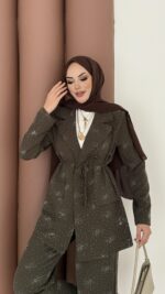 Chanell Business Taşlı İkili Takım - Haki - Görsel 7