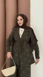 Chanell Business Taşlı İkili Takım - Haki - Görsel 12