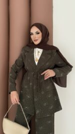 Chanell Business Taşlı İkili Takım - Haki - Görsel 6